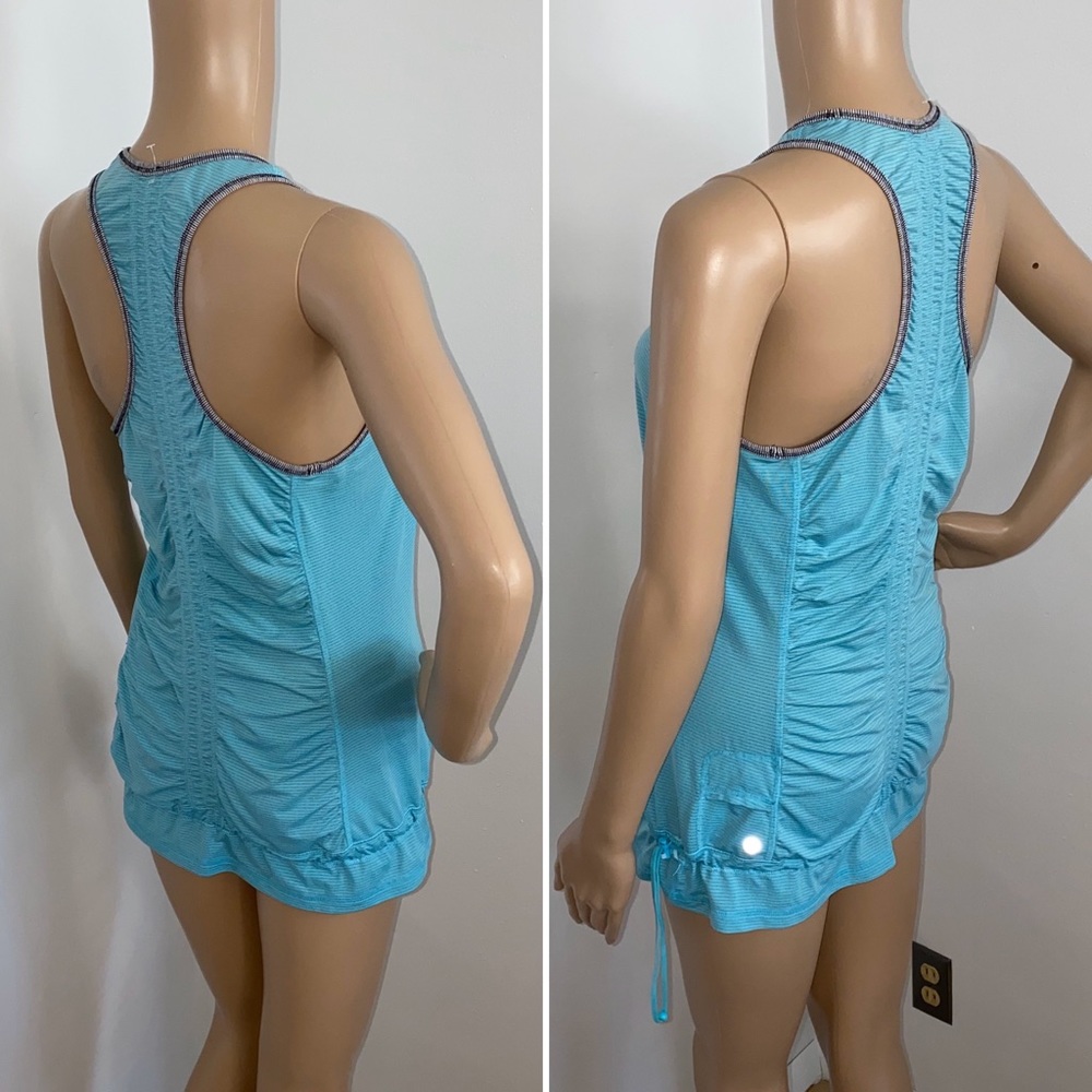 LULULEMON Turquoise Ruched Racerback Top - Picture 2 of 8